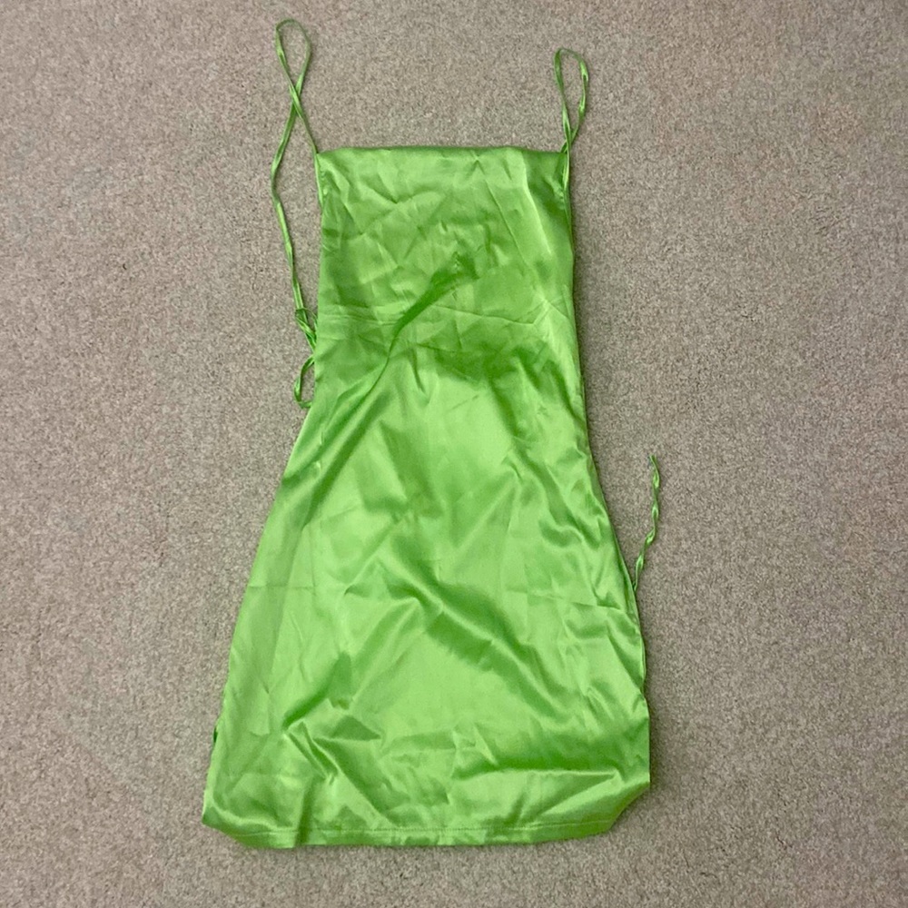 green silk dress!
